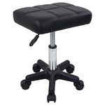 FURWOO Rectangle Rolling Stool with Wheels Swivel Stool Chair Spa Stool for Salon Massage Home Kitchen Black