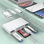 Multi 5-in-1 Lightning+Type C+USB A Card Reader for iPhone/iPad/Android/Mac Book/Computer/Tablet/Camera/Hard Disk/Flash Drive,OTG Memory Adapter for SD/Micro SD/SDHC/SDXC/MMC—MFI