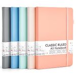 feela 5 Pack A5 Notebooks Multipack, Ruled Lined Notepads A5 (120 GSM), Hardback Journal Notebook with 5 Black Gel Pens for Work, Study, School, 128 Pages/Pack, 21 x 13 cm, Mild Colours