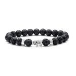 ANAZOZ Beads Bracelets Elastic for Women Men 18CM,Bracelet Women Lava-Rock Chain 8mm Bracelets Women Black