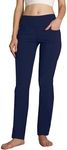 Safort Women's Yoga Pants Straight Leg 28"/30"/32"/34" Long Tall Length Inseam Stretch Slacks with Pocket for Workout 31'', Blue, XL, Blue, 4 Pockets, X-Large