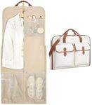 BAGSMART Garment Bags for Travel, Carry on Garment Bags for Hanging Clothes, Travel Suit Bag for Shirts Dresses Coats, Beige