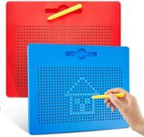 Aoriher 2 Pcs Large Magnetic Drawing Board Magnetic Steel Ball Writing Board with Pen Magnetic Drawing Pad for Kids Children Travel Tablet Educational Games Fidget Gifts, 12.2 x 10 Inch