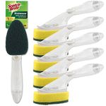 3M Scotch-Brite (6 Pack) Heavy Duty Dish Wand Sponge Brush Soap Dispenser with Scotch Brite Sponges Dish Scrubber Pads for Home Kitchen