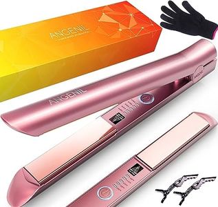 ANGENIL Hair Straightener Titanium Flat Iron Curling Iron in One, Ceramic Hair Straightening 1 Inch Dual Voltage Ionic Travel Flat Iron for Women Short, Long Thick Hair, Adjustable Temp, Fast Heating