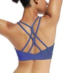 RUNNING GIRL Strappy Sports Bra for Women Sexy Crisscross Back Light Support Yoga Bra with Removable Cups Violet