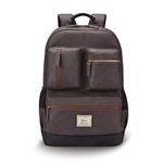 Gear Vintage Boxy 18"/26L Medium Faux Leather Water Resistant Laptop Backpack/Casual Bag/Daypack/Travel Backpack/College Backpack For Men/Women (Brown - black)