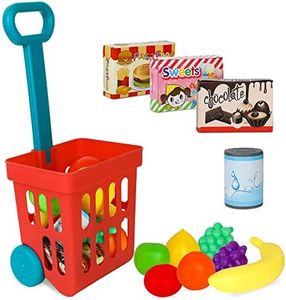 Playkidz Toy Shopping Cart Play Set, Plastic Food Toys, Interactive Play Set, Learning Resources & Pretend Play Fun, Ages 3+