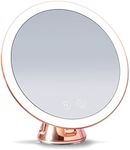 Fancii LED Lighted 10X Magnifying Makeup Mirror, Rechargeable - 3 Dimmable Tri-Color Light Settings, Suction Mount, 20 cm Wide, Rose Gold Metallic, Lana (Rose Gold) | Innovated in Canada