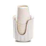 TANEW Ceramc Bathroom Cup Dispenser with Stylish Vertical Stripes - Dixie Cup Dispenser & Mouthwash Cup Holder Holds 3oz Paper Cups for Rinsing Cups on Bathroom Vanity Countertops Matt White