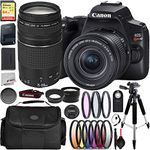 Canon EOS Rebel SL3 DSLR Camera (Black) with 18-55 IS STM and Canon EF 75-300mm III Lens Professional Bundle- Includes: 64GB Extreme SanDisk Memory Card + Carrying Case + 9pc Filter Set + 57” Professional Tripod + More