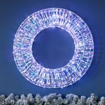 CHRISTOW Light Up Christmas Wreath 50cm, Iridescent White Micro LED Hanging Door Wall Window Decoration, Mains Powered, Indoor Outdoor Home Garden (380 LEDs)