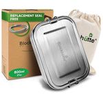 Blockhütte Premium Stainless Steel Lunch Boxes I 800ml I for Children | 3 compartments, Spare Seal | Reusable Sandwich Box I Metal Lunch Box I 2 Movable, Removable Divider I Leak Proof