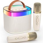 Mini Karaoke Machine for Kids & Adults, Portable Bluetooth Karokee Speaker with 2 Wireless Microphone,Singing Machine Karaoke Microphone Toys,Birthday Gifts for 4 5 6 7 8+ Years Old Girls(Beige)