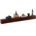 WELLAND 60 - Inch Fireplace Mantel Shelf, Real Wood Floating Wall Shelf, Walnut Color, Pinewood