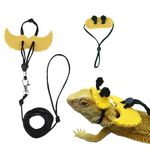 ADOGGYGO Halloween Bearded Dragon Costume, Bearded Dragon Hat Leash Set, Reptile Bee Costume Reptile Leash for Bearded Dragon Lizard Reptile (Bee)