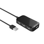 Portronics Mport 4D USB Hub (4-in-1), Multiport USB Dock with Long Cable and up to 480 Mbps High Data Transfer Speed (Black)