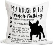 Funny French Bulldog Silhouette My House Rules Corgi Reversible Throw Pillow Covers Decorate Home Bedroom Living Room Girl Room Office Car,18x18 Inch Pillowcase,Dog Lovers Girls Women Gifts