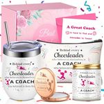 Ninehaoou 7 Pcs Cheer Coach Gifts for Women Cheerleader Gifts Include Cheer Tumbler Cup Cheer Makeup Bag Cheer Compact Mirror Cheer Candle Cheer Gift Card for Cheer Coach Cheerleader Birthday Gifts