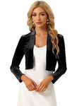 Allegra K Velvet Shrug for Women Halloween Costume Long Sleeve Open Front Cardigan Cropped Bolero Jacket Black S