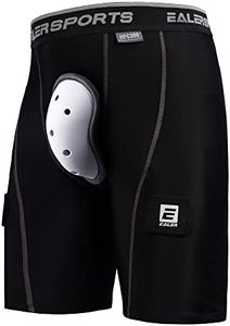 EALER Compression Hockey Short Jock Pants with Athletic Cup for Men & Boys, with Cup & Sock Tabs