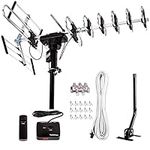 [Newest] Five Star Outdoor Digital Amplified HDTV Antenna - up to 200 Mile Long Range,Directional 360 Degree Rotation,HD 4K 1080P FM Radio, Supports 5 TVs Plus Installation Kit and Mounting Pole