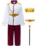 TOGROP Prince Charming Costume for Kids Boys Royal Prince King Outfit Party Cosplay 4-6T White