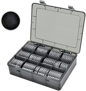 84 Pieces 46 mm Coin Capsules, with Foam Gasket and Plastic Storage Organizer Box, Coins Holder Collector Case for Coin Collection Supplies 6 Sizes (20/25/27/30/38/46mm)-Gray