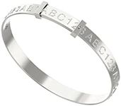 Aeon Jewellery Expanding Baby Bangle - 925 Sterling Silver | Bracelet Decorated with ABC 123 | For a Christening for a Boy or Girl, Adjustable, Sterling Silver