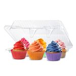 Plastic Cupcake Containers Boxes | 6 Compartment – 40 Pack | Disposable High Dome Dozen Cupcake Holder With Lid Bulk | Extra Sturdy Stackable Cupcake Boxes | Durable Muffin Packaging Transporter To Go