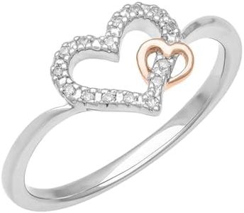 925 Sterling Silver Rings for Women, Diamond-Accent Love Heart Engagement Ring, Anniversary Ring or Promise Rings for Women; Silver Jewelry Wedding Rings for Women, by Brilliant Expressions, 9,