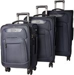 Dejuno Executive 3-Piece Spinner Luggage Set with USB Port, Navy