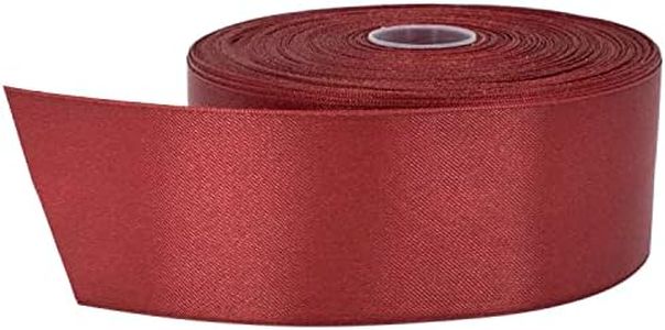 Stuffvisor Satin Burgundy Ribbon - 2 inches x 50 Yards, Double Face Solid Color Ribbon Roll, 100% Polyester Ribbon for Gift Wrapping, Crafts, Hair and Multiple Decorations