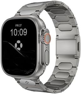 FiNESTONE Grade 5 Titanium Watch Band for Apple Watch Ultra 3/2/1 49mm & Series 11/10 46mm - 22mm Wide-Body Apple Watch Ultra Band with Scratch Resistant DLC Coating for men - QT-X009 Luxury Series, Titanium