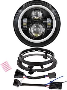 7 Inch LED Headlight DOT DRL Light Halo Bulb Kit for Street Glide Road King Ultra Classic Electra Glide FatBoy Heritage Softail Slim Deluxe Switchback Motorcycle Headlamp Black