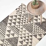 HOMESCAPES Geometric Printed Rug 'Delphi' Black & White 100% Cotton Rug, 120 x 170 cm