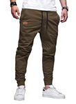 JMIERR Men's Joggers with Pockets Casual Joggers Pants Cotton Drawstring Work Pants Chino Pants Hiking Outdoor Stretch Twill Track Jogging Sweatpants Pants for Men, CA 36(L), B Brown