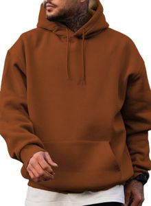 JMIERR Men's Hooded Cotton Collar Drawstring Hoodies Pullover Sweatshirts Casual Long Sleeve Shirts Quarter Sweater, US38(S), Chestnut