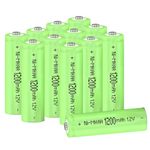 Ni-MH Rechargeable Batteries AA,1.2V 1200mAh High Capacity Pre-Charged Double A Solar Battery for Garden Landscaping Solar Lights, String Lights Pathway Lights,Mouse, Keyboard (Pack of 12)