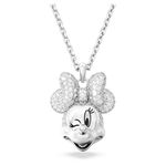 Swarovski Disney100 Pendant Necklace, Minnie Mouse Motif with White Crystal Pavé, Rhodium Plated Chain, from the Disney100 Collection