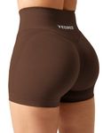 YEOREO Workout Gym Shorts Women Sport Scrunch Butt Lifting 3.5" Seamless V Waist Amplify Shorts Caramel Brown Small