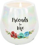 Pavilion Gift Company Friends for Life - 8 Oz 100% Soy Wax Candle with Cotton Wick in Stoneware Vessel Serenity Scented, White