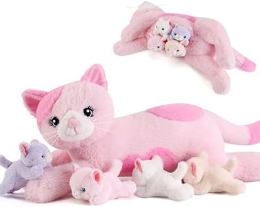 gnomantic Cat Stuffed Animals with Babies Inside, Mommy Toy for Kids