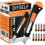 DIYSELF 24 Pack Utility Knife, Box Cutters, 18mm Utility Knives for School, Warehouse, Office, Box Cutter Retractable for Packages, Paper, Leather, Foam, Durable Razor Knife, Box Opener, Paper Knife