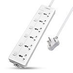 EMBOX Extension Board with Switches 2500 W, 6Universal Sockets, Individual Switch, Safety Shutter, 6 amp Spike Guard, LED Indicator and Safety Shutter, 1.8 Meter Extension Cord