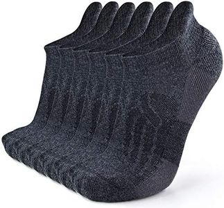 Busy Socks Merino Wool Compression Support Ankle Running Hiking Socks for Men Women, Soft Thick Cushion Tab Socks 3/6 Pairs, 6 Pairs Dark Grey, Large-X-Large