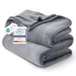 Bedsure Twin Blanket for Bed - Fleece Cozy Soft Throw Blankets for Women, Lightweight Warm Flannel Throw for Summer, Grey, 60x80 inches