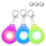 DOMIGLOW Light Up Dog Tags - Super Bright LED Dog Collar Light, Glow in the Dark Dog Walking Accessories Clip-On Dog Pendants LED Dog Tag Dog Lights for Walking (3 Pack(Pink+Green+Blue))