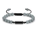 shajwo Cylinder Urn Bracelet for Ashes for Women Men Cremation Jewelry Memorial Keepsake Adjustable Lava Bracelet,Gray