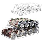 GLAMFORT Rolling Fridge Can Dispenser, Foldable Double-Layer Beer Can Holder Drink Organiser for Fridge Kitchen Cupboard Pantry Countertop, 500ML Beer Soda Pop Cans Storage